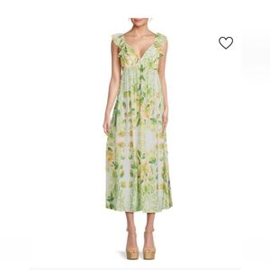 Josie ​Floral Ruffle-Trim Midi-Dress